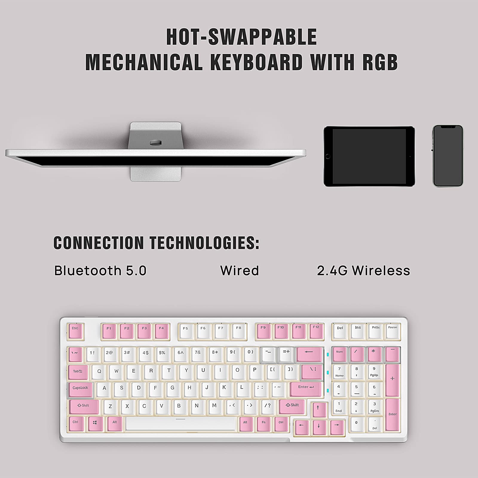 Dygma Raise V1 白 テントキット・付属品完備 Kailh Pink Amazon.com: KOLMAX 98Key RGB Hot-swappable Mechanical Gaming